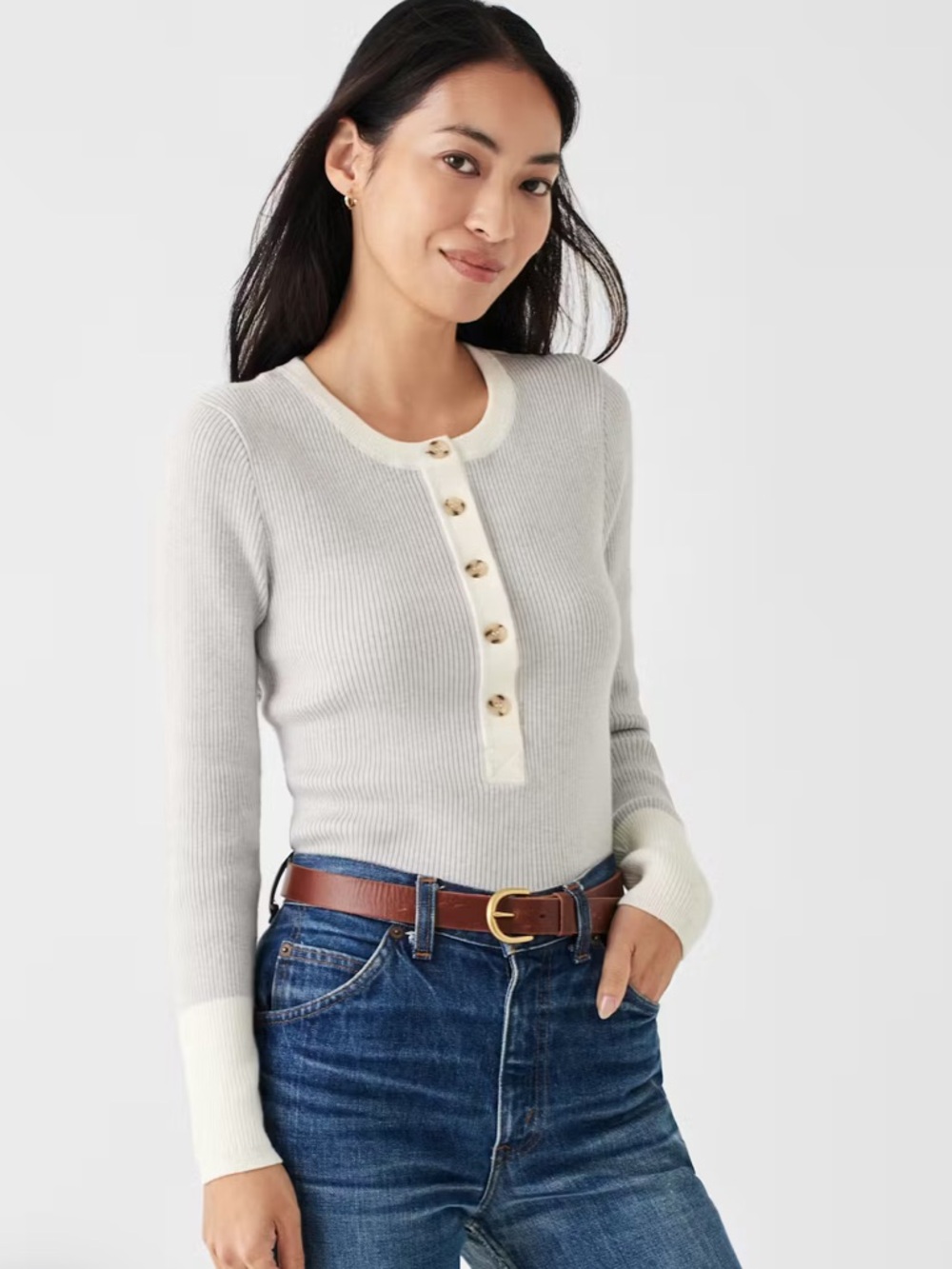 FAHERTY Mikki Henley Knit Sweater Cashmere Blend - EUC, Small